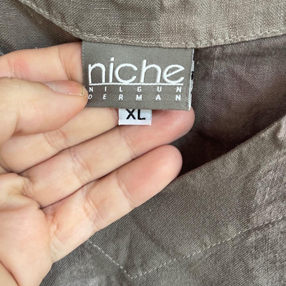 Niche‎ Nilgun Derman Taupe Tan
Checkered Gingham Linen Lightweight Dress XL - Picture 2 of 6